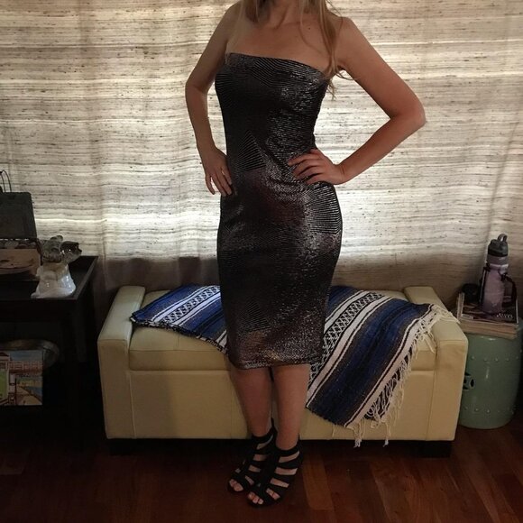 Geo Print Strapless Dress - G by Guess - Picture 1 of 7